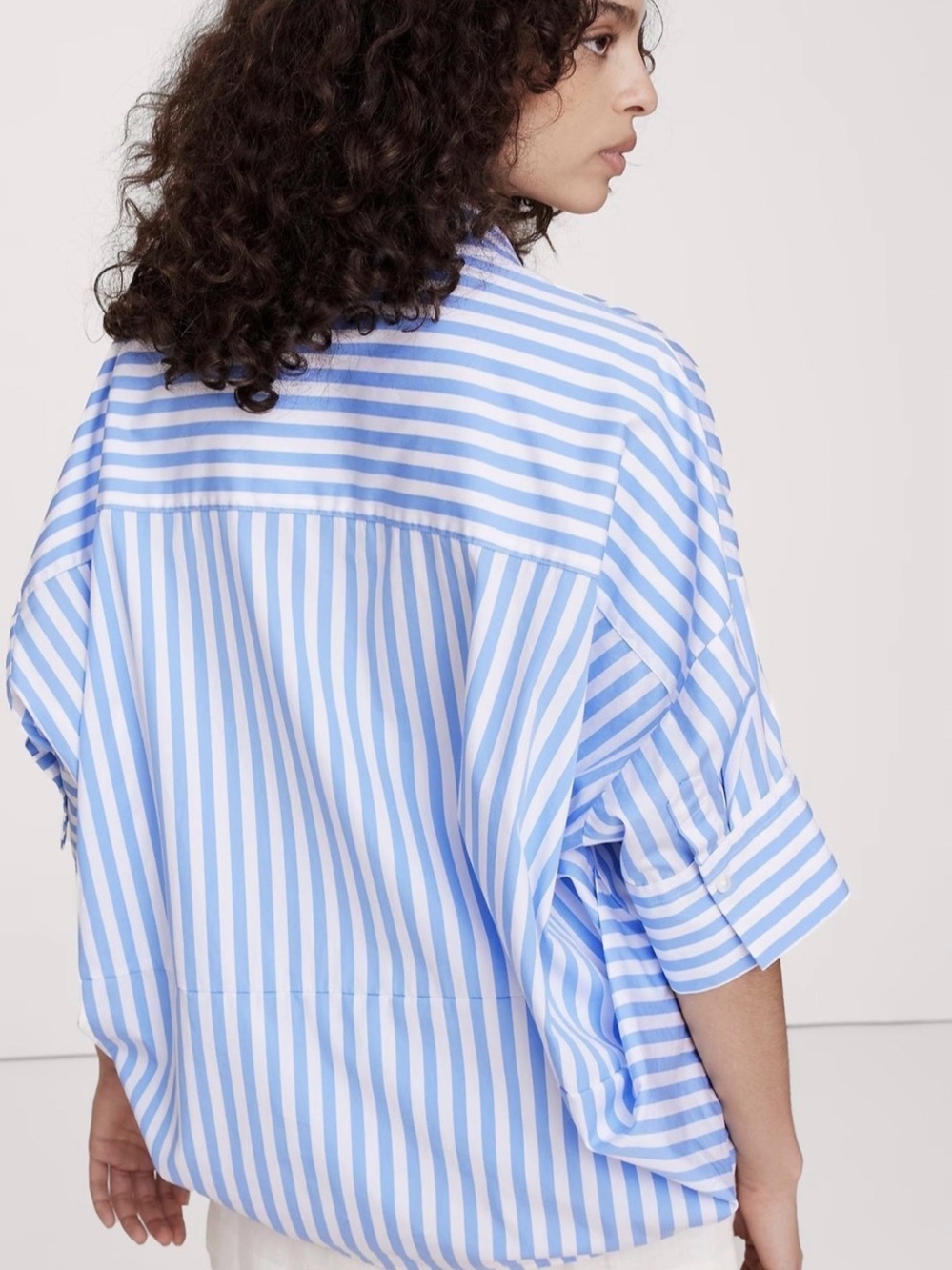 Banana Republic Light Blue and White Striped Shirt